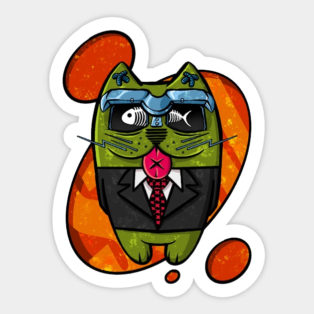 Agent cat Sticker by BrokenSpirit